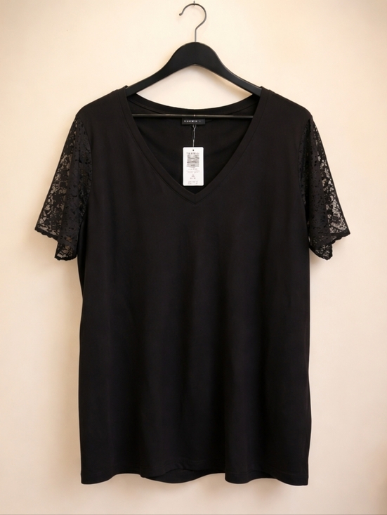 torrid Tops - Black Lace Sleeve V-Neck Top